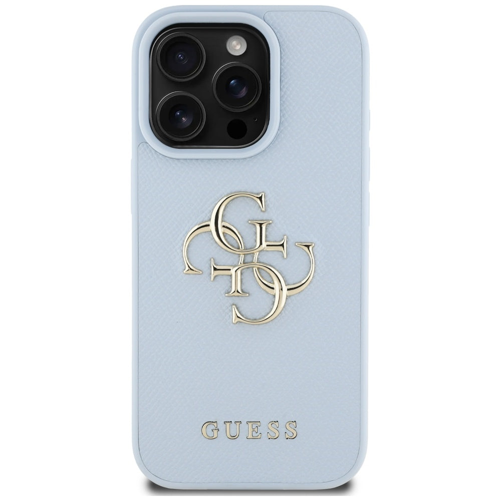 Puzdro pre Apple iPhone 16 Pro, Guess, Grained Big 4G Logo Small Classic Logo, Modrá