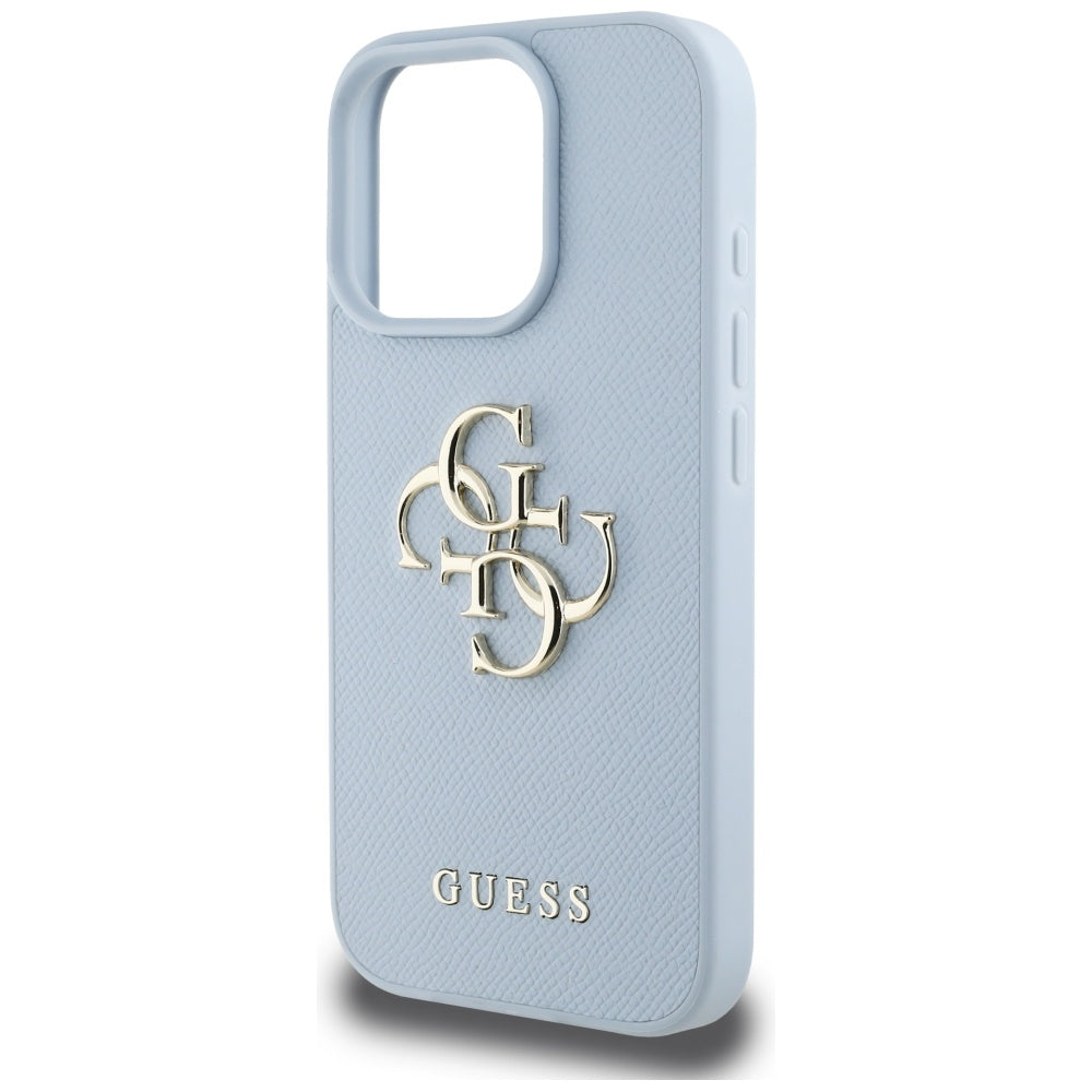Puzdro pre Apple iPhone 16 Pro, Guess, Grained Big 4G Logo Small Classic Logo, Modrá