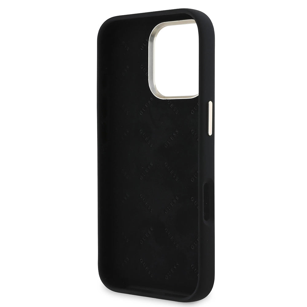 Puzdro pre Apple iPhone 16 Pro, Guess, Script Metal Logo & Frame, Čierne