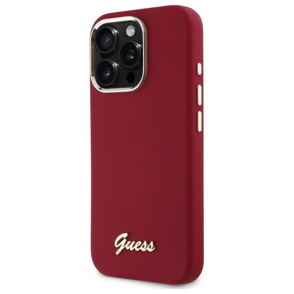 Puzdro pre Apple iPhone 16 Pro, Guess, Script Metal Logo, Ružové