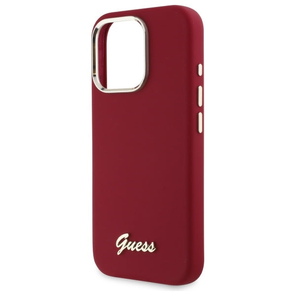 Puzdro pre Apple iPhone 16 Pro, Guess, Script Metal Logo, Ružové