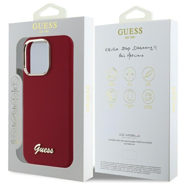 Puzdro pre Apple iPhone 16 Pro, Guess, Script Metal Logo, Ružové
