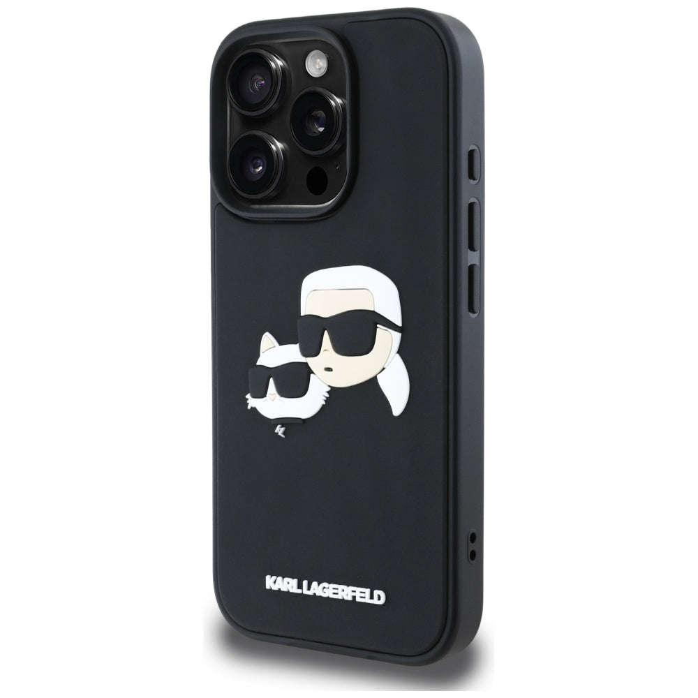 Puzdro pre Apple iPhone 16 Pro, Karl Lagerfeld, 3D Rubber Karl & Choupette, Čierne