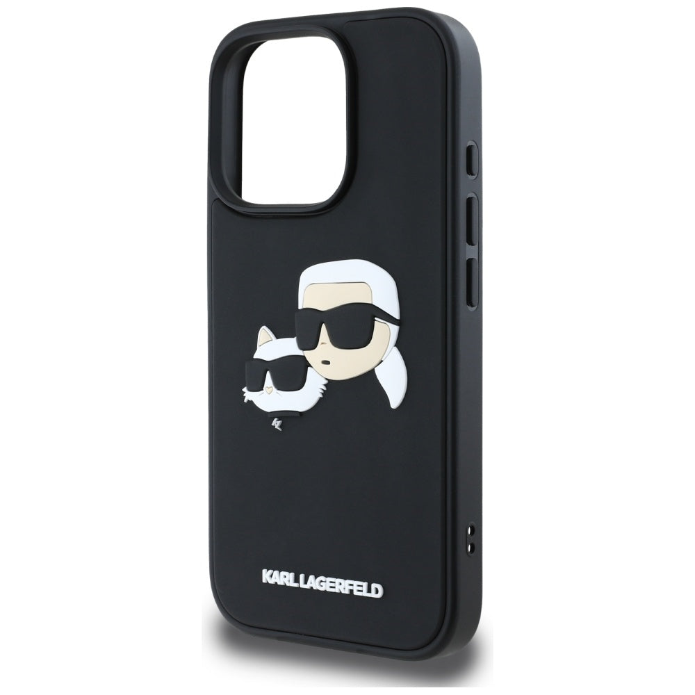 Puzdro pre Apple iPhone 16 Pro, Karl Lagerfeld, 3D Rubber Karl & Choupette, Čierne