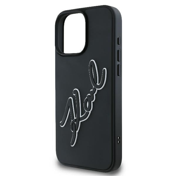 Puzdro pre Apple iPhone 16 Pro, Karl Lagerfeld, 3D Rubber Signature, Čierne