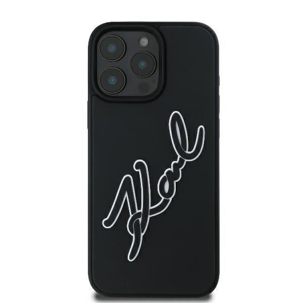 Puzdro pre Apple iPhone 16 Pro, Karl Lagerfeld, 3D Rubber Signature, Čierne