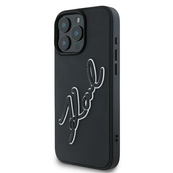 Puzdro pre Apple iPhone 16 Pro, Karl Lagerfeld, 3D Rubber Signature, Čierne