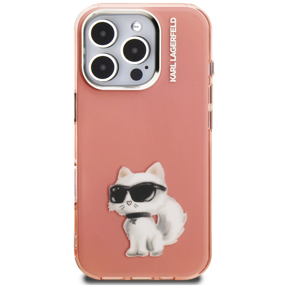 Puzdro pre Apple iPhone 16 Pro, Karl Lagerfeld, IML Aquarelle Logo Choupette, Ružové