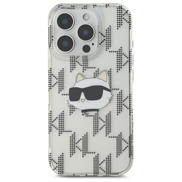 Puzdro pre Apple iPhone 16 Pro, Karl Lagerfeld, IML Luxury Electroplated Choupette's Head, Priehľadné