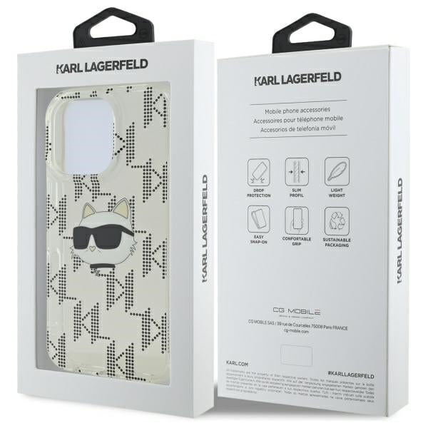 Puzdro pre Apple iPhone 16 Pro, Karl Lagerfeld, IML Luxury Electroplated Choupette's Head, Priehľadné