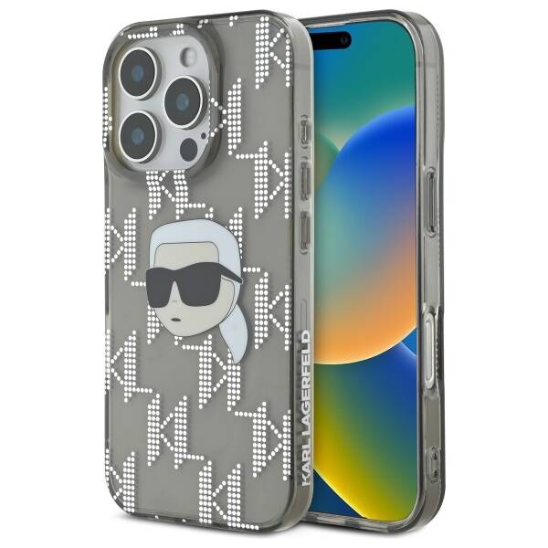 Puzdro pre Apple iPhone 16 Pro, Karl Lagerfeld, IML Luxury Electroplated Karl's Head, Čierne