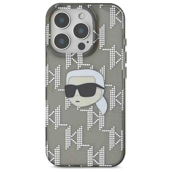Puzdro pre Apple iPhone 16 Pro, Karl Lagerfeld, IML Luxury Electroplated Karl's Head, Čierne