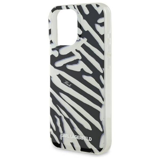 Puzdro pre Apple iPhone 16 Pro, Karl Lagerfeld, IML Luxury Zebra Pattern with Strap, Čierne