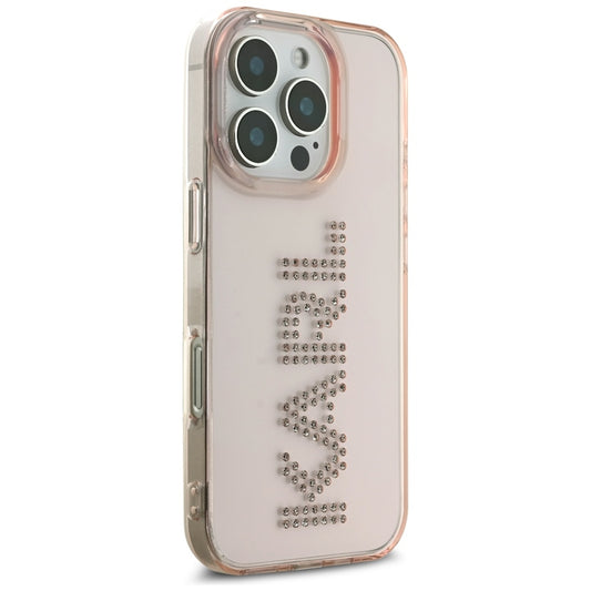 Puzdro pre Apple iPhone 16 Pro, Karl Lagerfeld, IML Rhinestones Pink Logo, Ružové