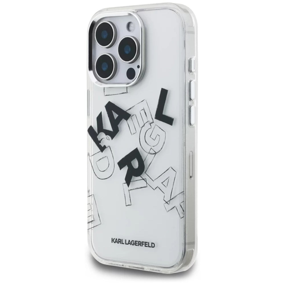 Puzdro pre Apple iPhone 16 Pro, Karl Lagerfeld, IML Sketched Graphic Logo, Transparentné