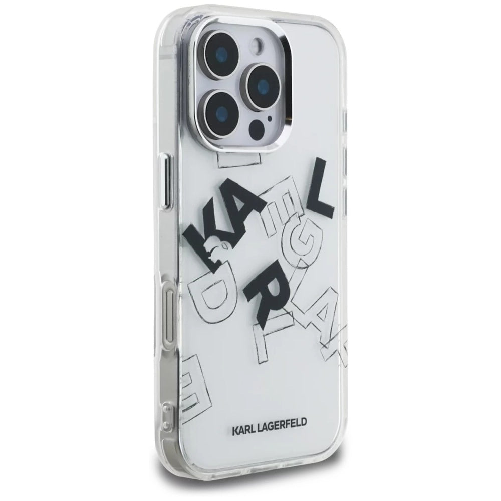 Puzdro pre Apple iPhone 16 Pro, Karl Lagerfeld, IML Sketched Graphic Logo, Transparentné