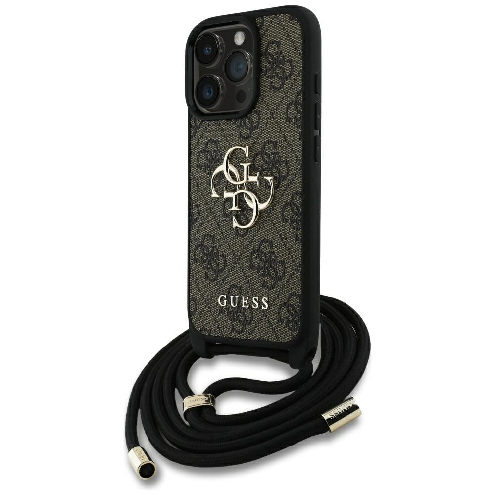 Puzdro pre Apple iPhone 16 Pro Max, Guess, 4G CBDY Big Logo with Cord Strap, Hnedé