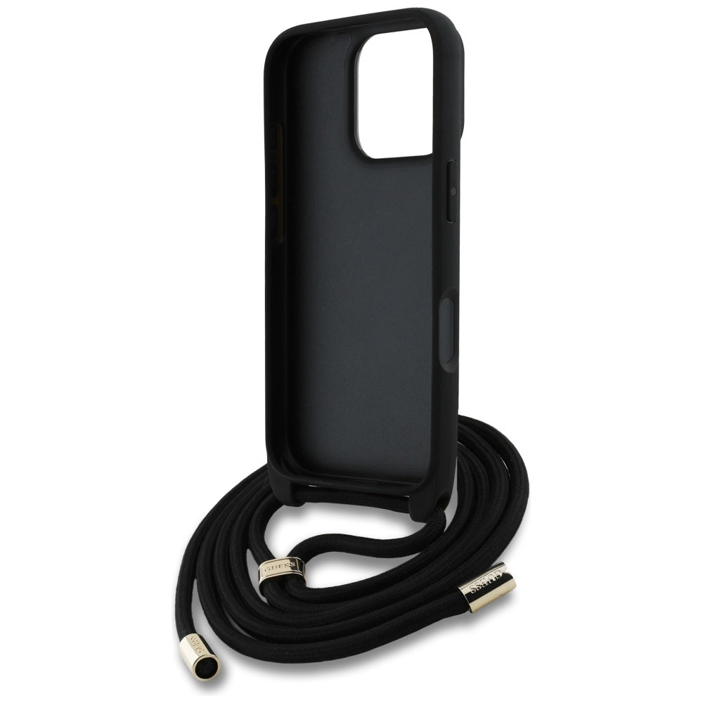 Puzdro pre Apple iPhone 16 Pro Max, Guess, 4G CBDY Big Logo with Cord Strap, Hnedé