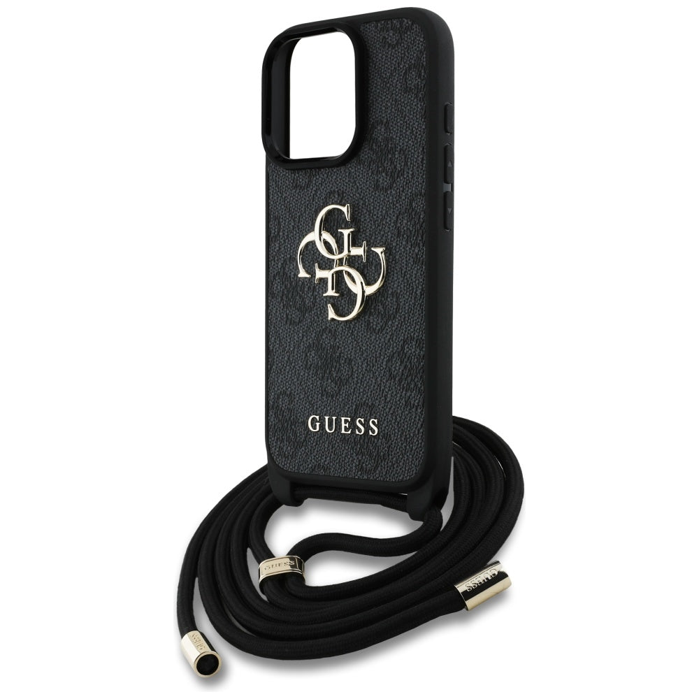 Puzdro pre Apple iPhone 16 Pro Max, Guess, 4G CBDY Big Logo with Cord Strap, Čierne