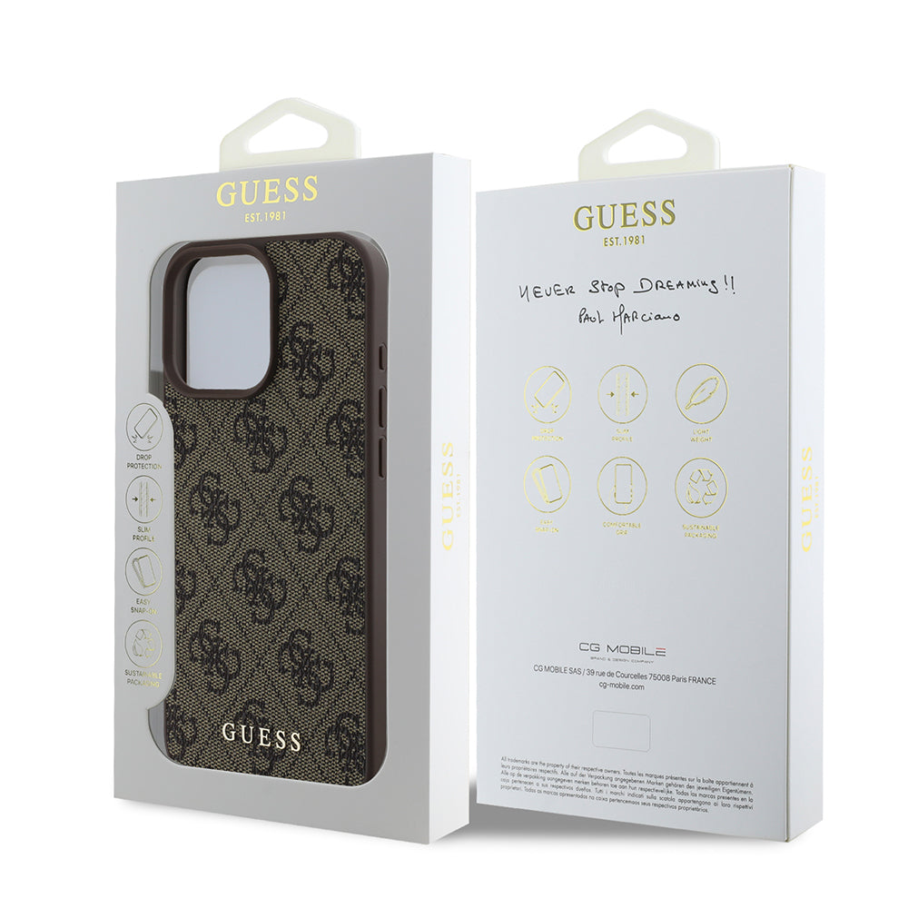 Puzdro pre Apple iPhone 16 Pro Max, Guess, 4G Classic, Hnedé