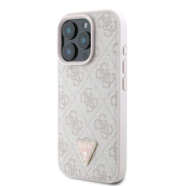 Puzdro pre Apple iPhone 16 Pro Max, Guess, Crossbody 4G Triangle Strass, Ružové.