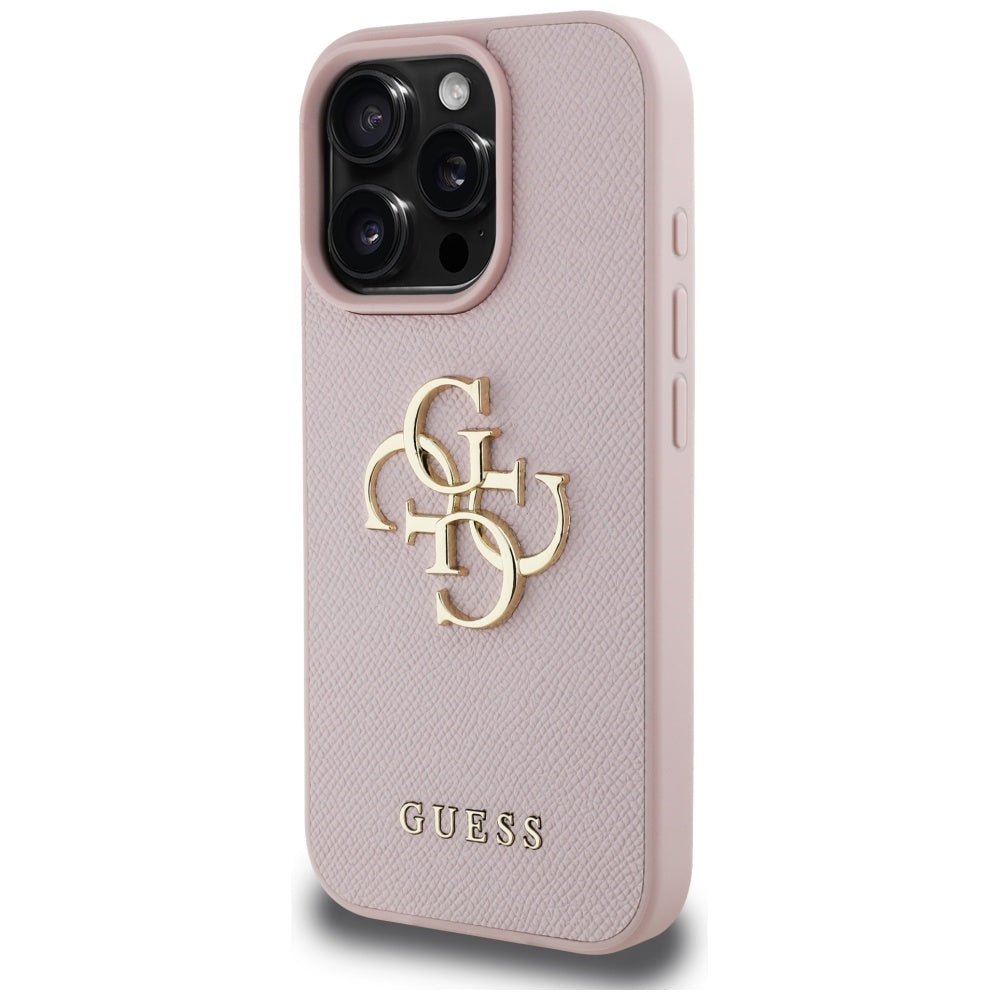 Puzdro pre Apple iPhone 16 Pro Max, Guess, Grained Big 4G Logo Small Classic Logo, Ružové