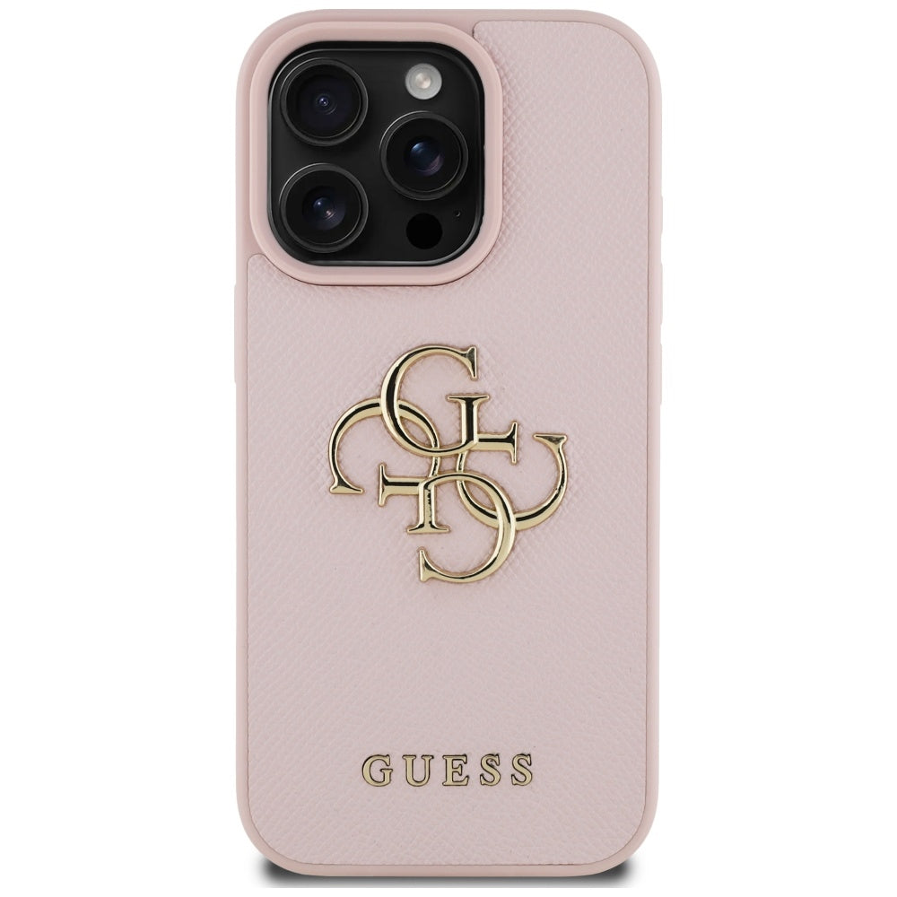 Puzdro pre Apple iPhone 16 Pro Max, Guess, Grained Big 4G Logo Small Classic Logo, Ružové