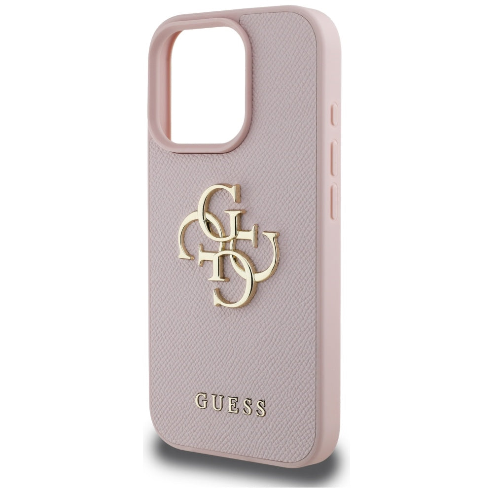 Puzdro pre Apple iPhone 16 Pro Max, Guess, Grained Big 4G Logo Small Classic Logo, Ružové