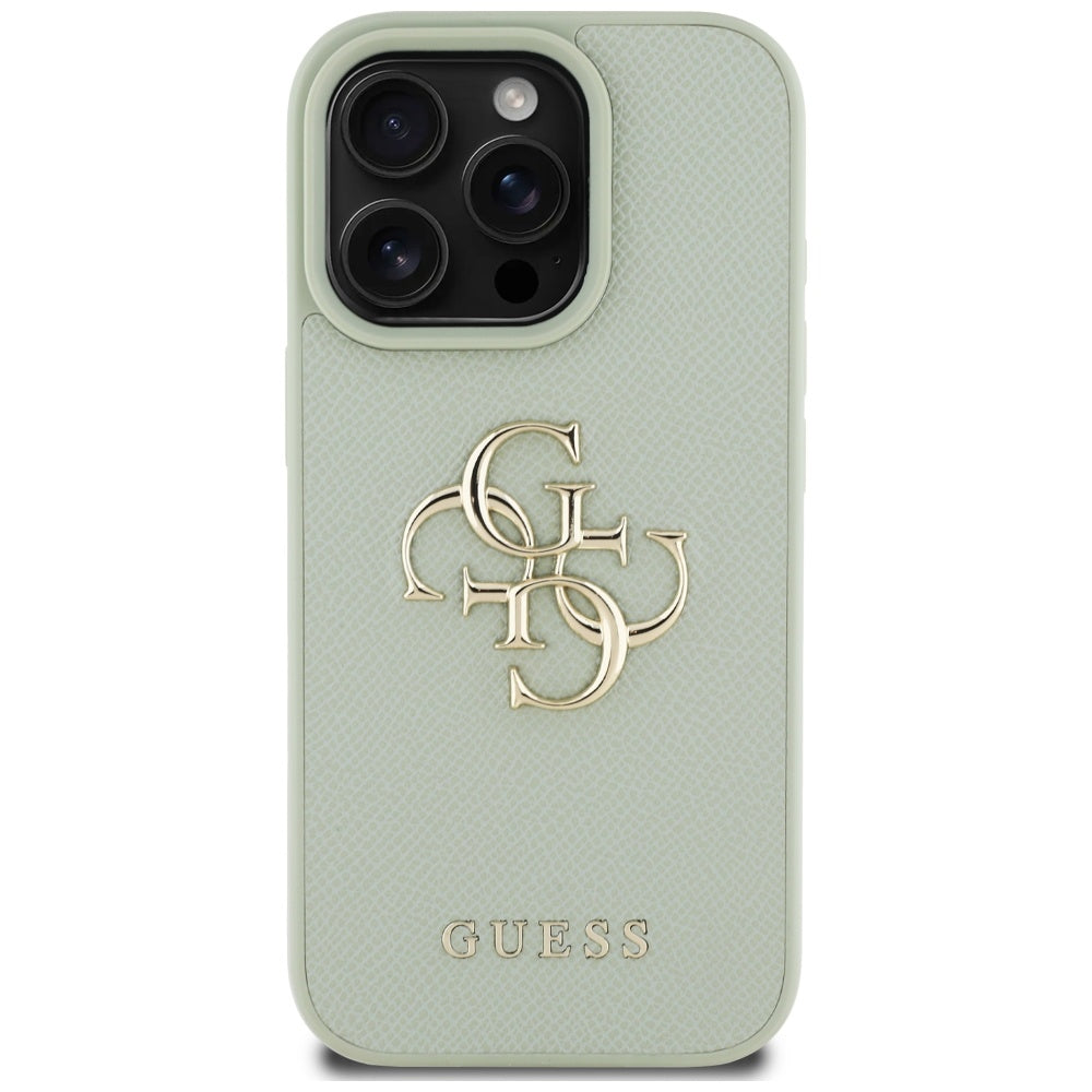 Puzdro pre Apple iPhone 16 Pro Max, Guess, Grained Big 4G Logo Small Classic Logo, Zelená