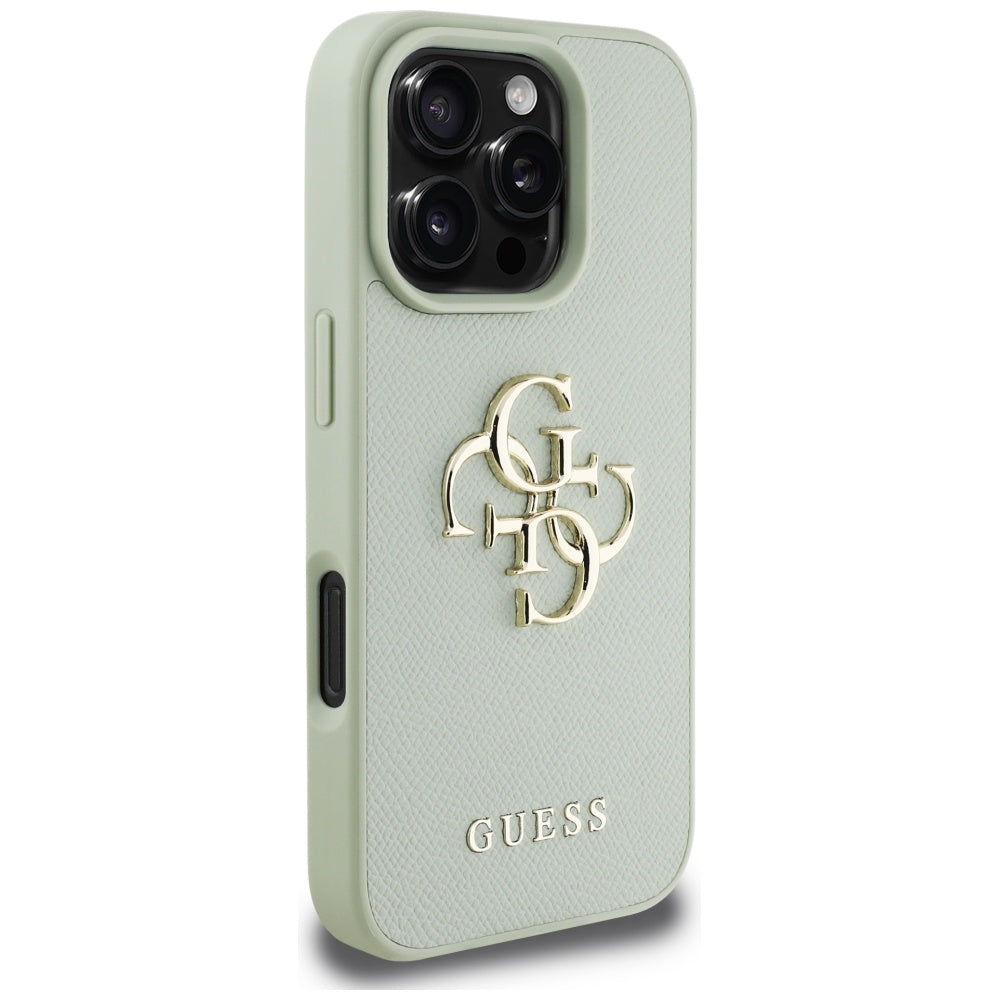 Puzdro pre Apple iPhone 16 Pro Max, Guess, Grained Big 4G Logo Small Classic Logo, Zelená