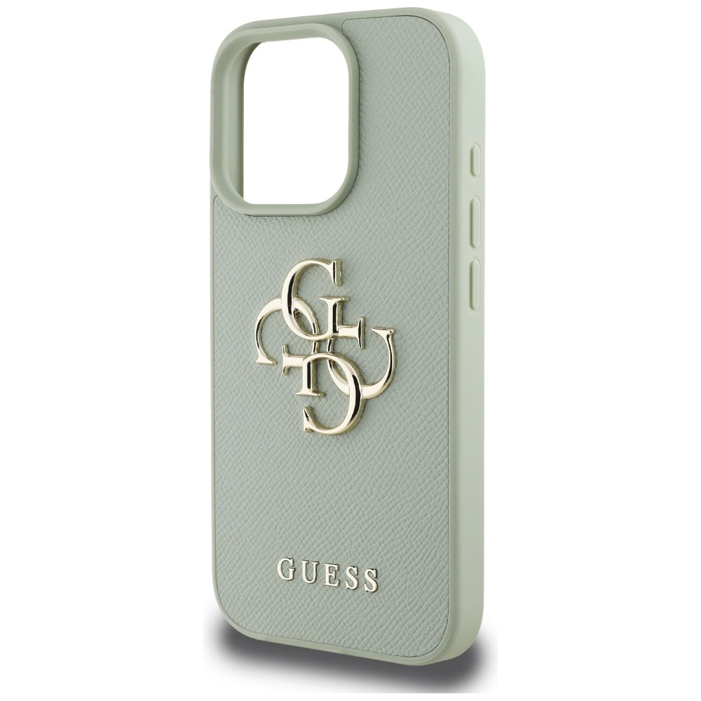Puzdro pre Apple iPhone 16 Pro Max, Guess, Grained Big 4G Logo Small Classic Logo, Zelená