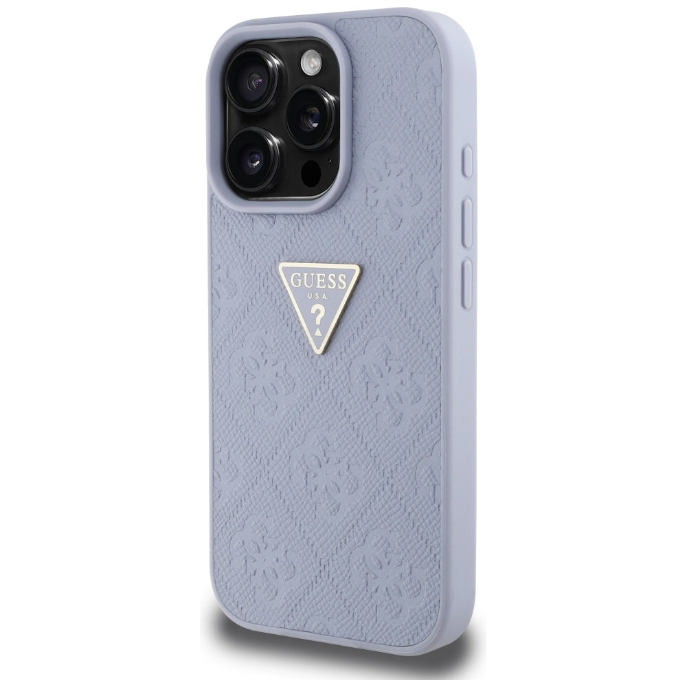 Puzdro pre Apple iPhone 16 Pro Max, Guess, Hot Stamp 4G Pattern Triangle Logo, Svetlofialové.