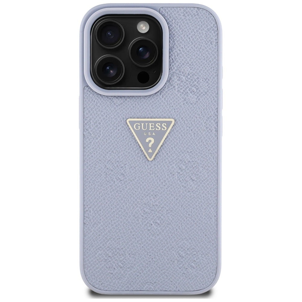 Puzdro pre Apple iPhone 16 Pro Max, Guess, Hot Stamp 4G Pattern Triangle Logo, Svetlofialové.