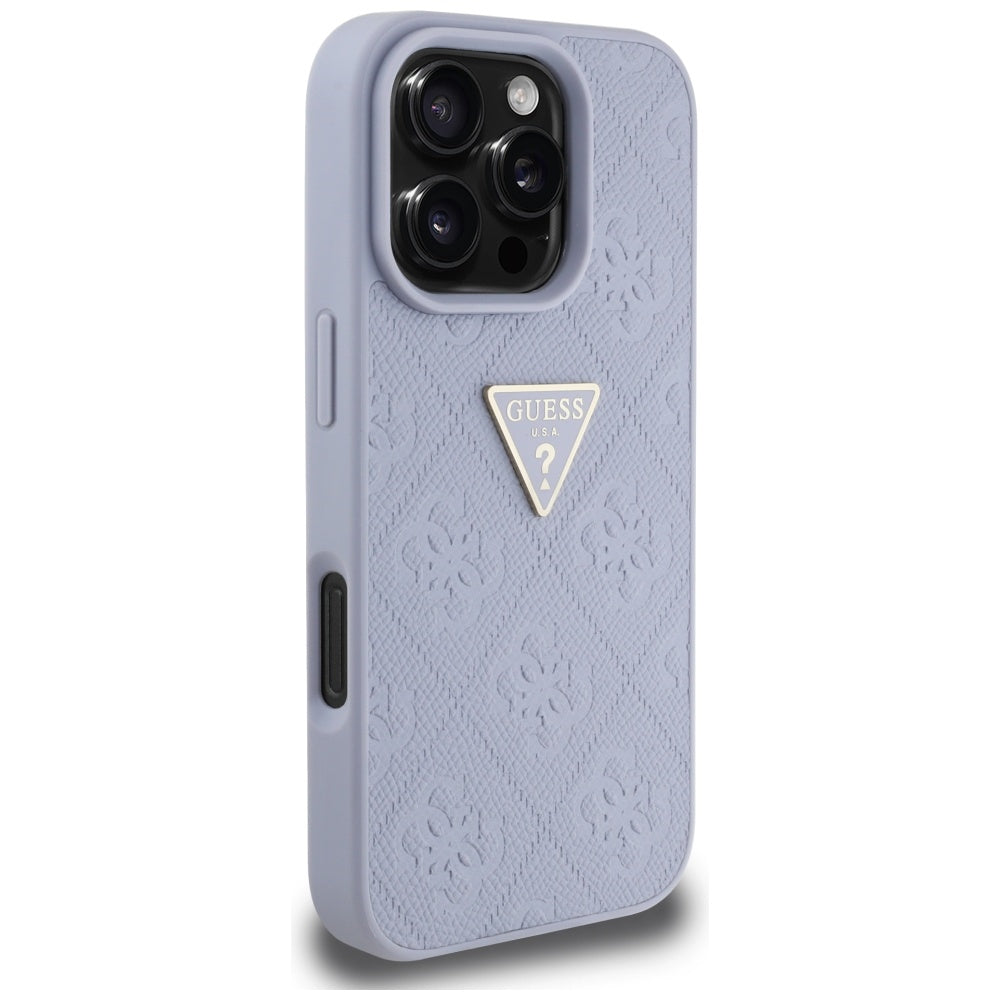 Puzdro pre Apple iPhone 16 Pro Max, Guess, Hot Stamp 4G Pattern Triangle Logo, Svetlofialové.