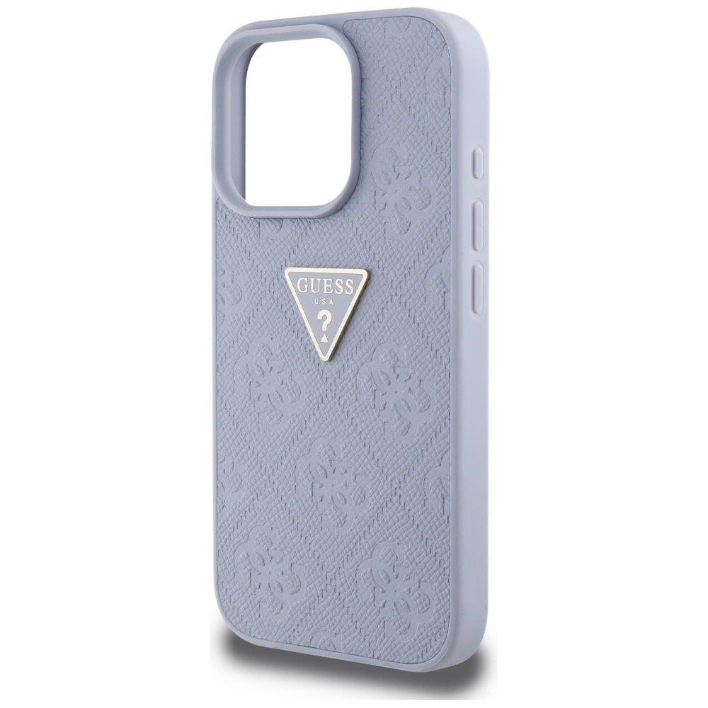 Puzdro pre Apple iPhone 16 Pro Max, Guess, Hot Stamp 4G Pattern Triangle Logo, Svetlofialové.