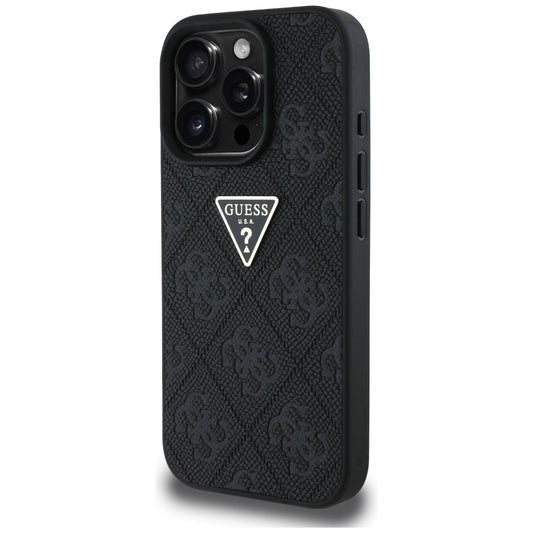 Puzdro pre Apple iPhone 16 Pro Max, Guess, Hot Stamp 4G Pattern Triangle Logo, Čierne