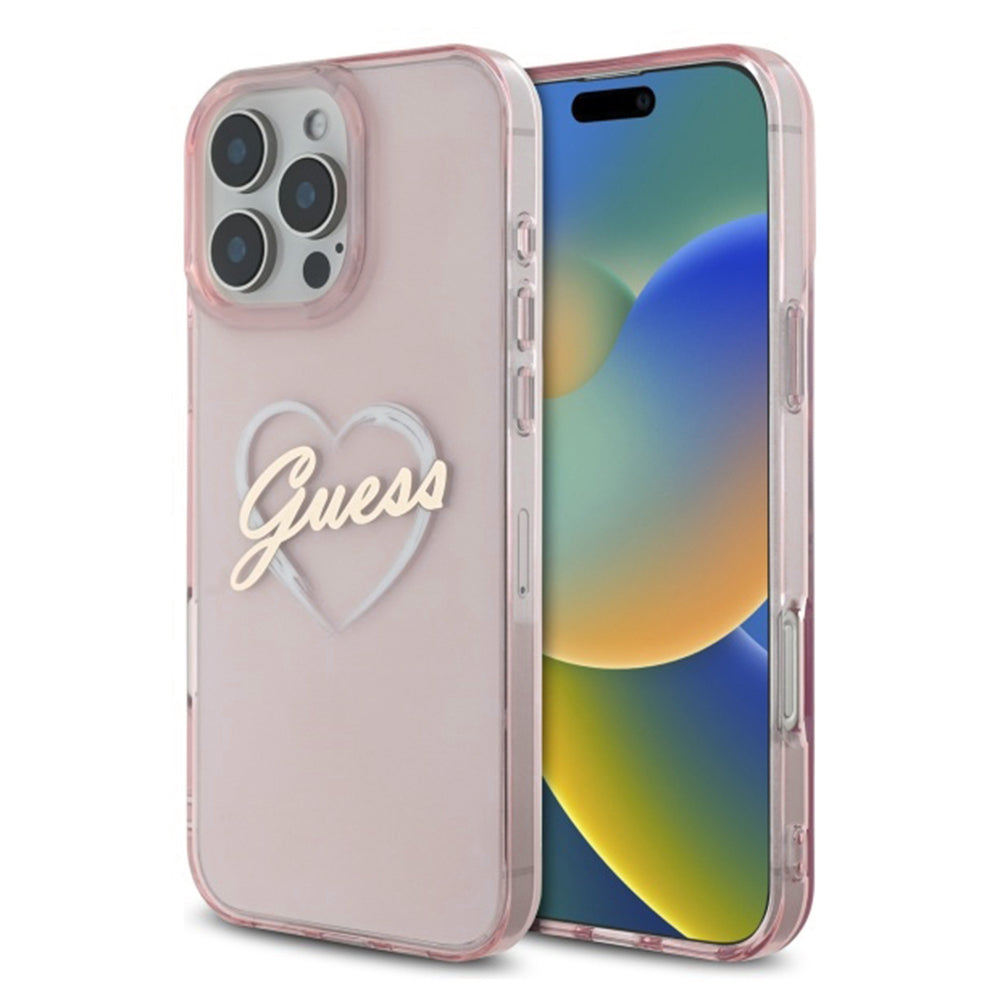 Puzdro pre Apple iPhone 16 Pro Max, Guess, IML Heart, Ružové