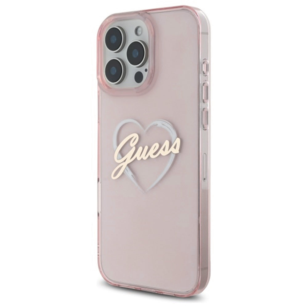 Puzdro pre Apple iPhone 16 Pro Max, Guess, IML Heart, Ružové