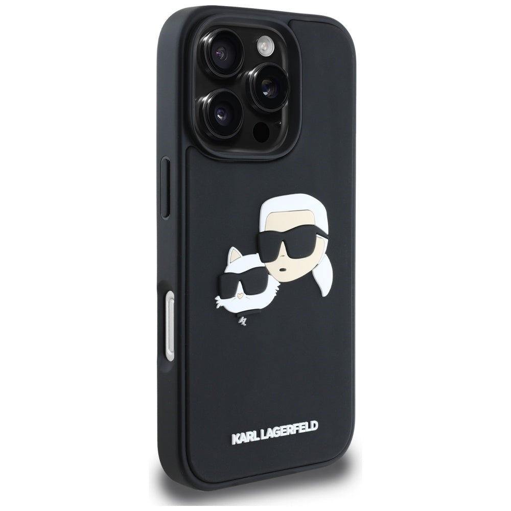 Puzdro pre Apple iPhone 16 Pro Max, Karl Lagerfeld, 3D Rubber Karl & Choupette, Čierne