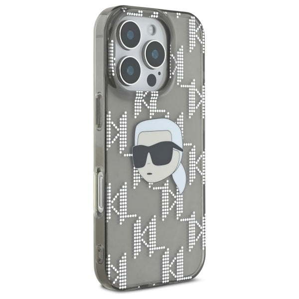 Puzdro pre Apple iPhone 16 Pro Max, Karl Lagerfeld, IML Luxury Electroplated Karl's Head, Čierne
