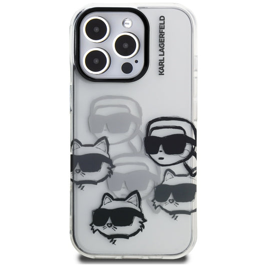 Puzdro pre Apple iPhone 16 Pro Max, Karl Lagerfeld, IML Luxusný vzor s viacerými hlavami, priehľadné