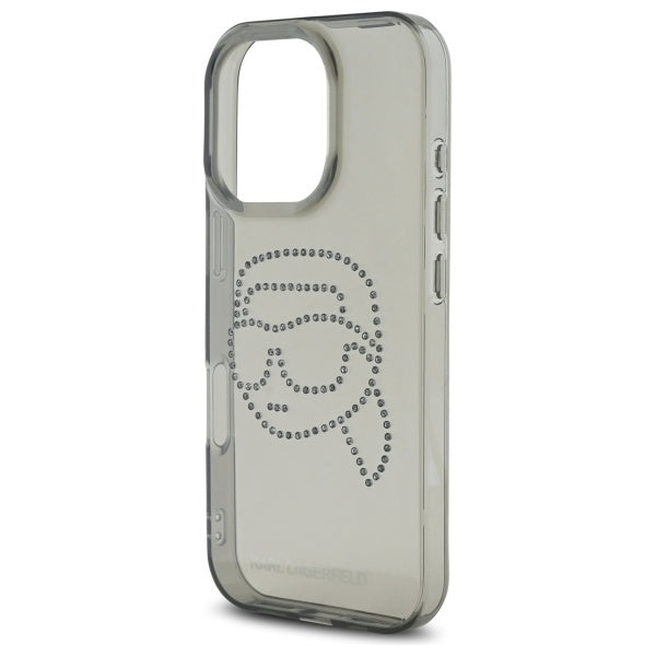 Puzdro pre Apple iPhone 16 Pro Max, Karl Lagerfeld, IML Rhinestones Karl's Head, Čierne
