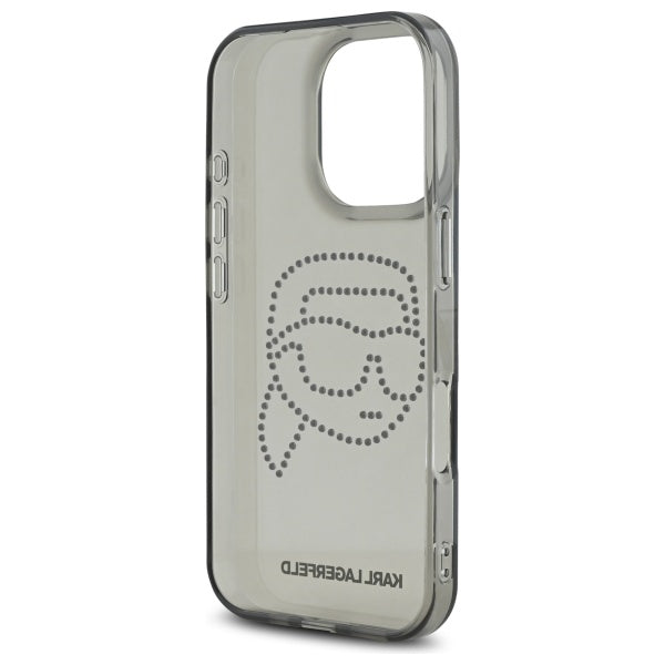 Puzdro pre Apple iPhone 16 Pro Max, Karl Lagerfeld, IML Rhinestones Karl's Head, Čierne