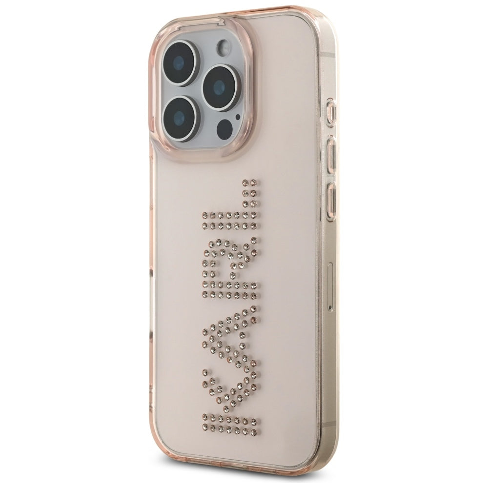 Puzdro pre Apple iPhone 16 Pro Max, Karl Lagerfeld, IML Rhinestones Pink Logo, Ružové