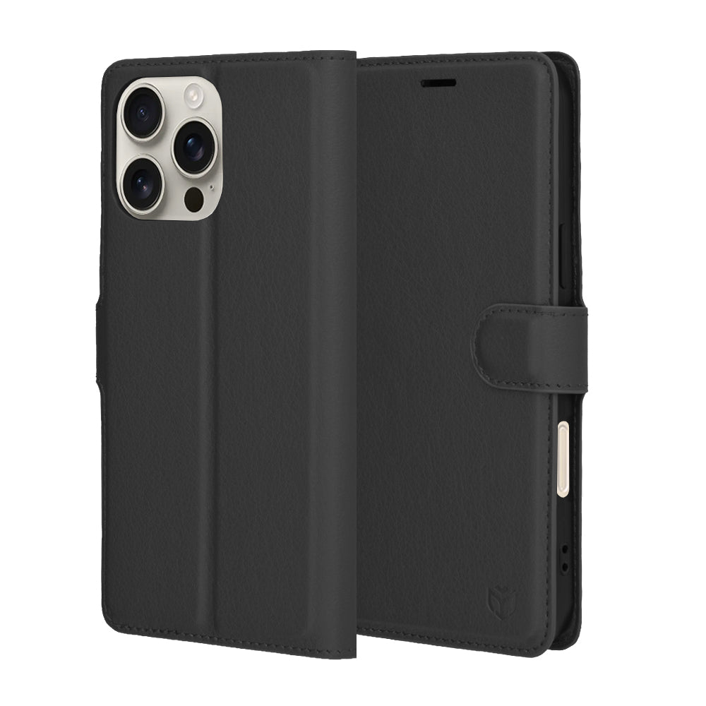 Puzdro pre Apple iPhone 16 Pro Max, Techsuit, Leather Folio, Čierne