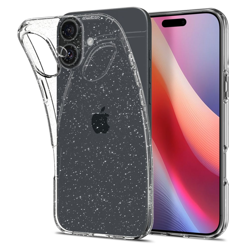 Puzdro pre Apple iPhone 16, Spigen, Liquid Crystal Glitter, Transparentné ACS08192
