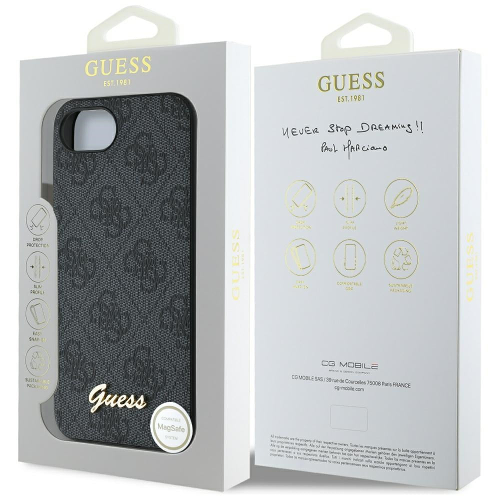 Puzdro pre Apple iPhone 17e / 16e, Guess, 4G Script Logo, Čierne