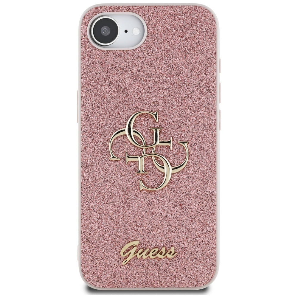 Puzdro pre Apple iPhone 17e / 16e, Guess, Fixed Glitter Big 4G, Ružové