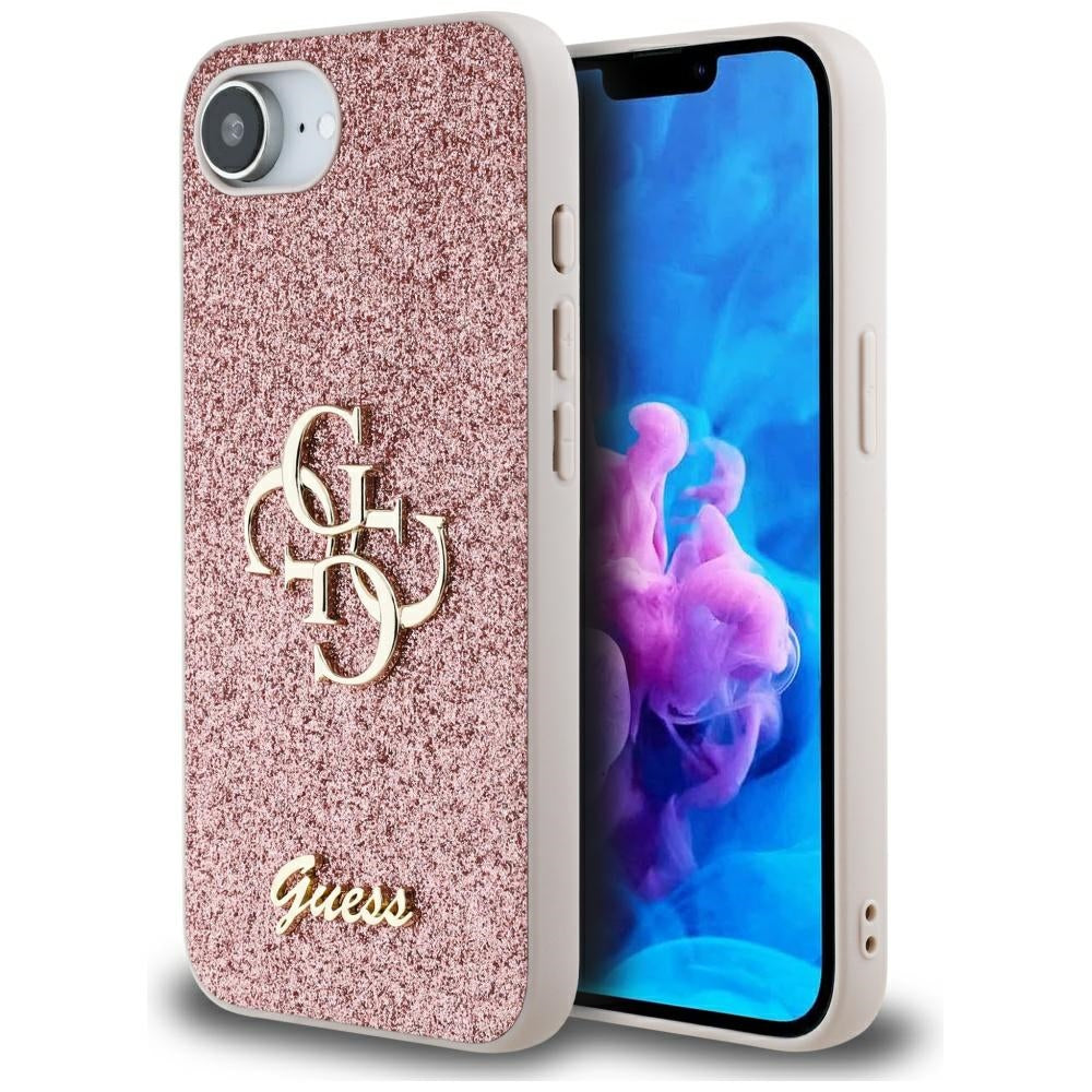 Puzdro pre Apple iPhone 17e / 16e, Guess, Fixed Glitter Big 4G, Ružové