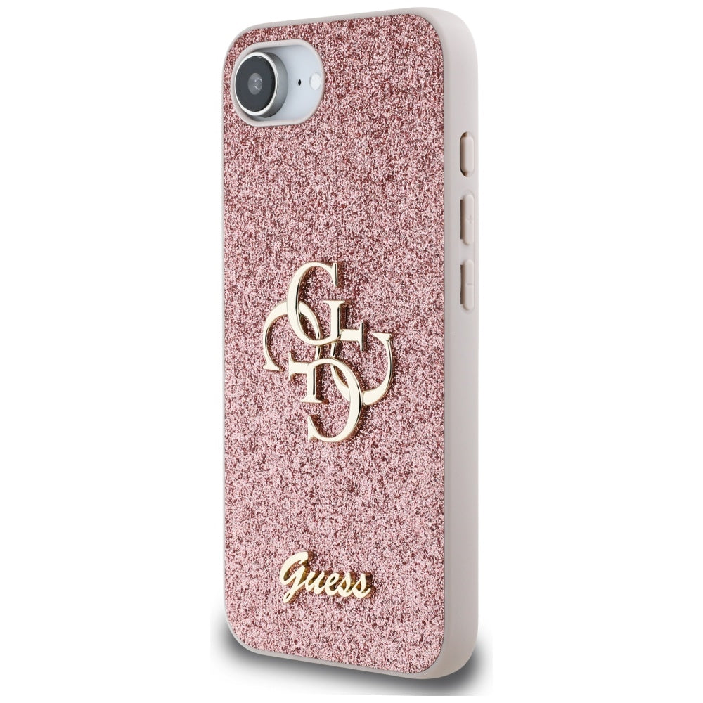 Puzdro pre Apple iPhone 17e / 16e, Guess, Fixed Glitter Big 4G, Ružové